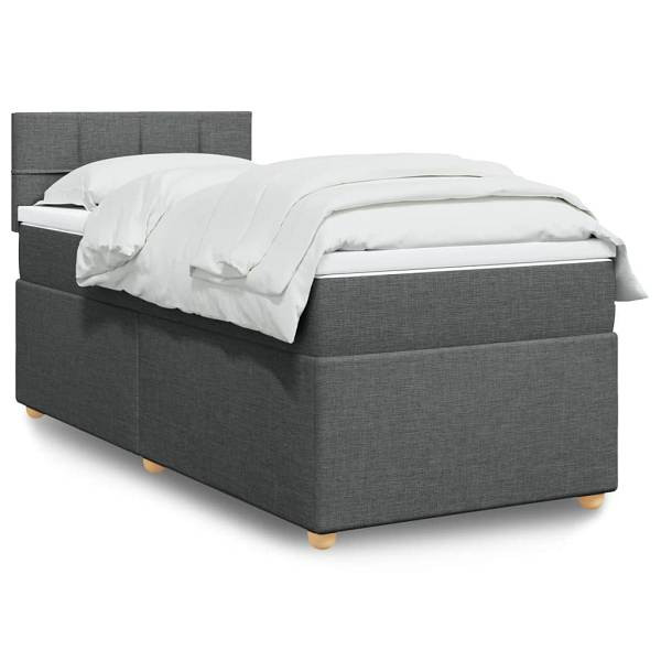 vidaXL Boxspringbett mit Matratze Dunkelgrau 100x200 cm Stoff, 3288892