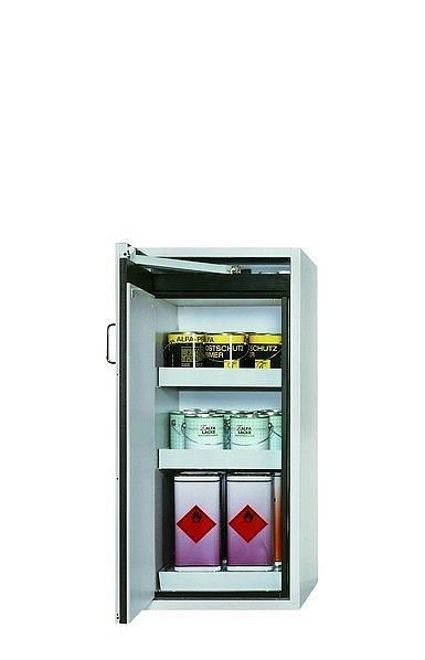 asecos Sicherheitsschrank S-CLASSIC-90, S90.129.060 in lichtgrau RAL 7035 mit 2x Wannenboden Standard (Stahlblech), 30238-001-30281