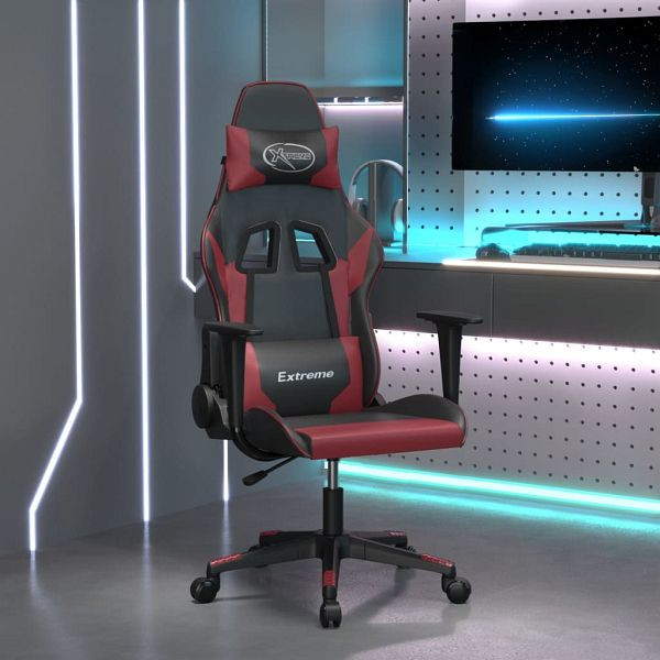 vidaXL Gaming-Stuhl Schwarz und Weinrot Kunstleder, 3143694