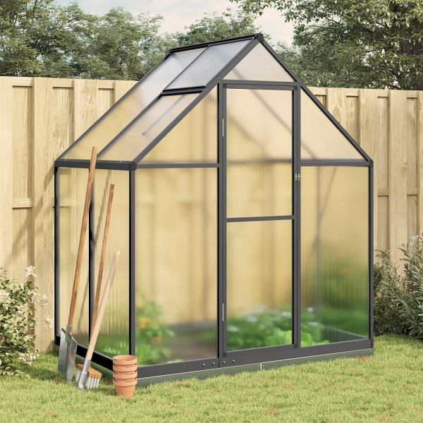vidaXL Gewächshaus mit Fundamentrahmen Anthrazit 169x114x202 cm Alu, 4005827