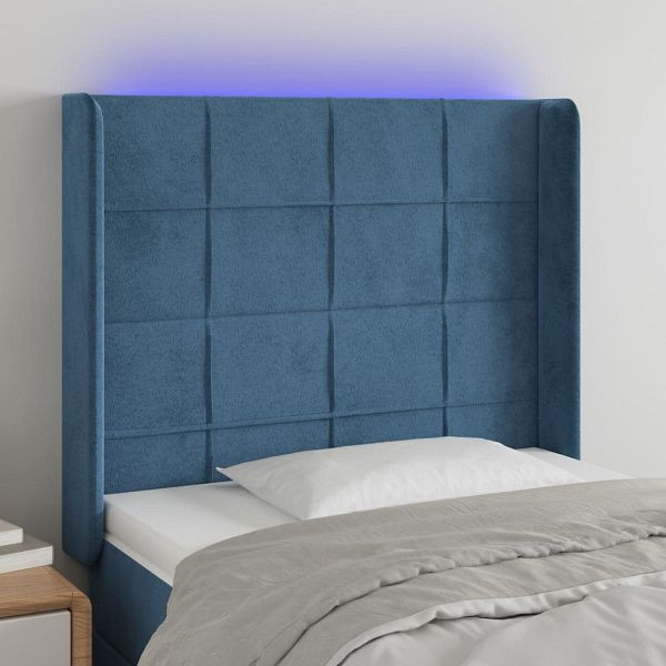 vidaXL LED Kopfteil Dunkelblau 103x16x118/128 cm Samt, 3124094