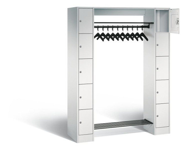 C+P Offene Garderobe Serie 8070, H1950xB1430xT480mm, Farbe: Lichtgrau, 80710-00 S10000