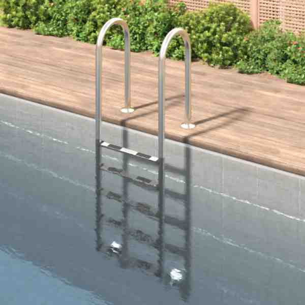 vidaXL Pool-Leiter 54x38x211 cm Edelstahl 304, Silber, 93460