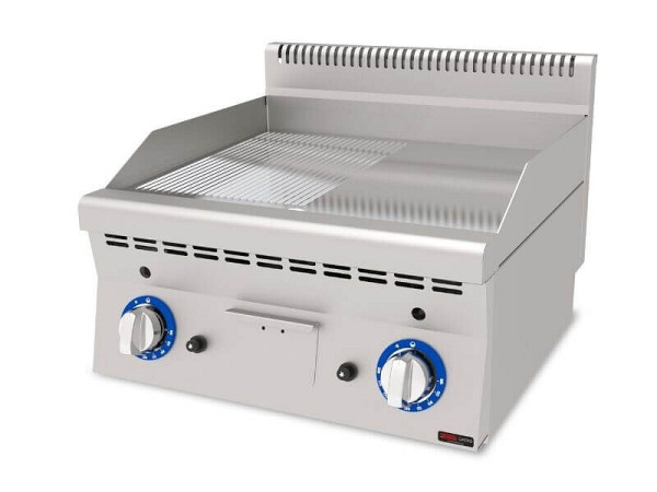 SGS Gastro Gas Bratplatte Hardchrome, Glatt + Gerillt, 7.4 kW, Premium Serie 600, AGI660NDCR