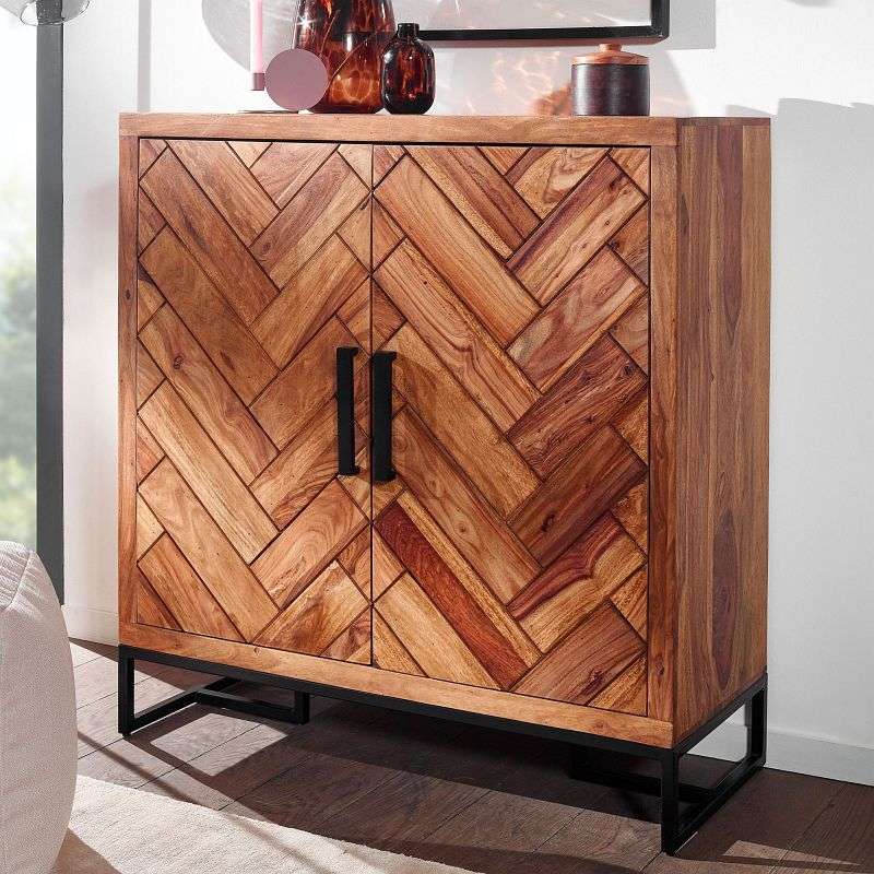 Wohnling Schuhschrank Sheesham Massivholz 100x105x40 cm Schuhregal Geschlossen Design Schuhkommode Flurschrank mit Ablage WL6.530 günstig versandkostenfrei online kaufen: große Auswahl günstige Preise