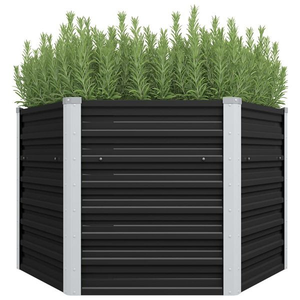vidaXL Garten-Hochbeet Anthrazit 129 x 129 x 77 cm verzinkter Stahl, 45734