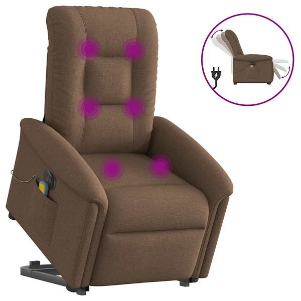 vidaXL Elektrischer Massagesessel mit Aufstehhilfe Braun Stoff, 3303288