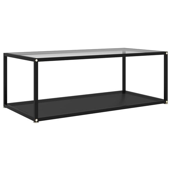 vidaXL Couchtisch Transparent und Schwarz 100x50x35 cm Hartglas, 322901