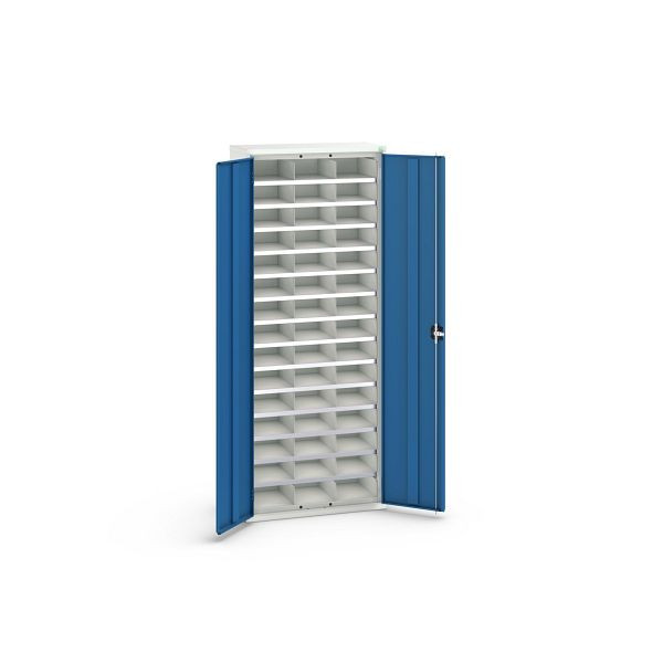 bott verso Fächerschrank, mit 45 Abteilen, BxTxH: 800 x 350 x 2000 mm, Lichtgrau / Enzianblau, 16926403.11