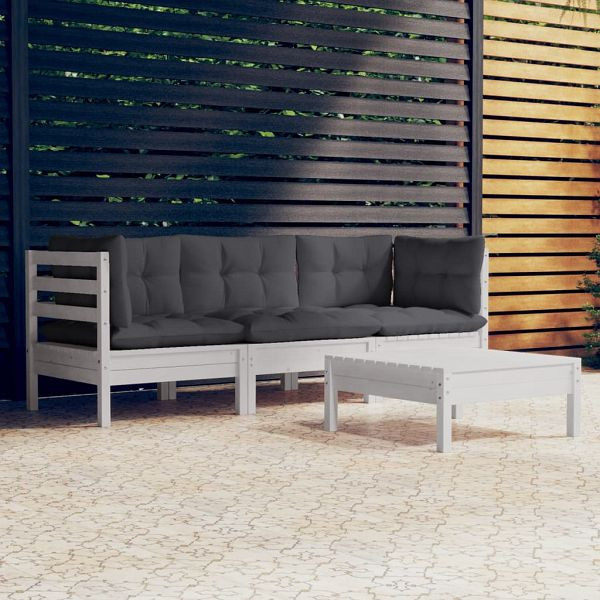 vidaXL 4-tlg. Garten-Lounge-Set mit Anthrazit Kissen Kiefernholz, 3096107