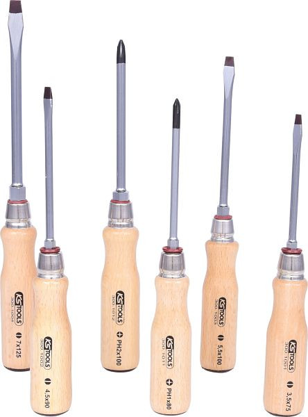 KS Tools ERGOTORQUE WOOD Schraubendreher-Satz, 6-teilig, 300.1100