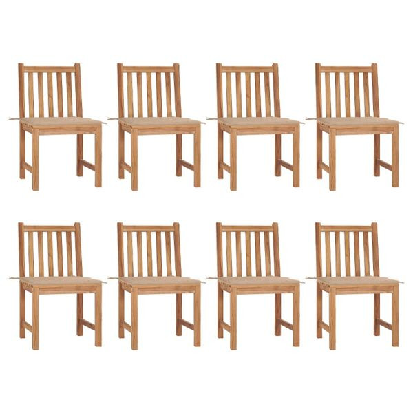vidaXL Gartenstühle 8 Stück mit Kissen Massivholz Teak, 3073145