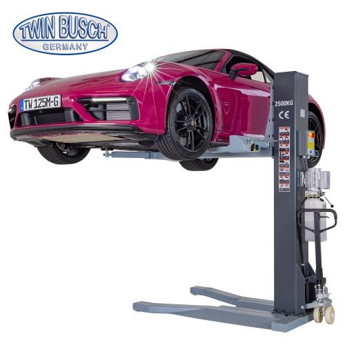 Twin Busch 1 Säulen Hebebühne 2.5 t Ultraflach - Mobil - Portabel - GREY-Line, TW125M-230-G