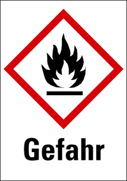 Schilder Klar Gefahrstoffkennzeichnung Gefahr Entzündlich, auf Bogen à 16 Stück, 20x29 mm Folie selbstklebend, 472/67