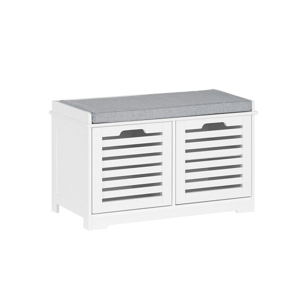SoBuy Schuhbank mit 2 Türen Weiß 71x35x43 cm, Klassisch, FSR23-II-W