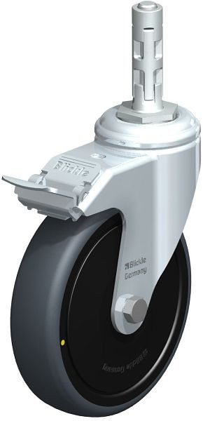 Blickle LKRA-TPA 126K-11-FI-ELS-FK-E11 Apparate-Lenkrolle mit Expander & Feststeller, Thermoplastisches Gummi-Elastomer, Grau, 747464