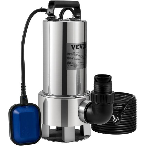 VEVOR Tauchpumpe 1300W Schmutzwasserpumpe 230V Gartenpumpe Durchfluss 20000L/h max. Hub 11m IPX8, WSBB175HP220V7VE3V2