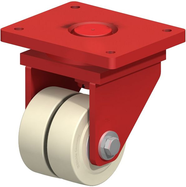 Blickle LSD-GSPO 302K Stahlgeschweißte Super-Schwerlast-Doppel-Lenkrolle, extra schwere Drehkranz-Ausführung, Gusspolyamid, Weiß, 626010