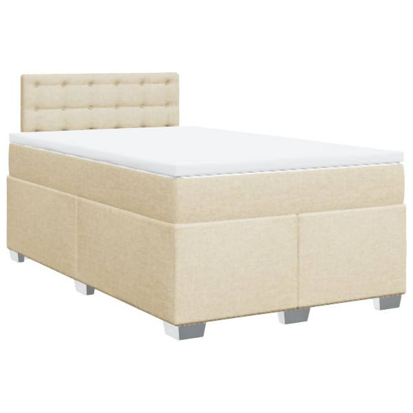 vidaXL Boxspringbett mit Matratze Creme 120x190 cm Stoff, 3285846