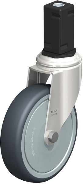 Blickle LKRXA-TPA 126KD-11-FK-EXV15 Edelstahl-Apparate-Lenkrolle mit Expander, Thermoplastisches Gummi-Elastomer, Grau, 853214