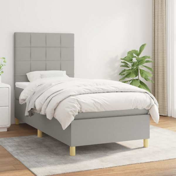 vidaXL Boxspringbett mit Matratze Hellgrau 80x200 cm Stoff, 3142289