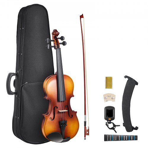 VEVOR 3/4 Violine Set mit Koffer, Kolophonium, Bogen, Stütze, Steg, Stimmgerät, Saiten, für Anfänger 9-11 Jahre (braun), JBXTQ34XZSWHNA0L9001V0