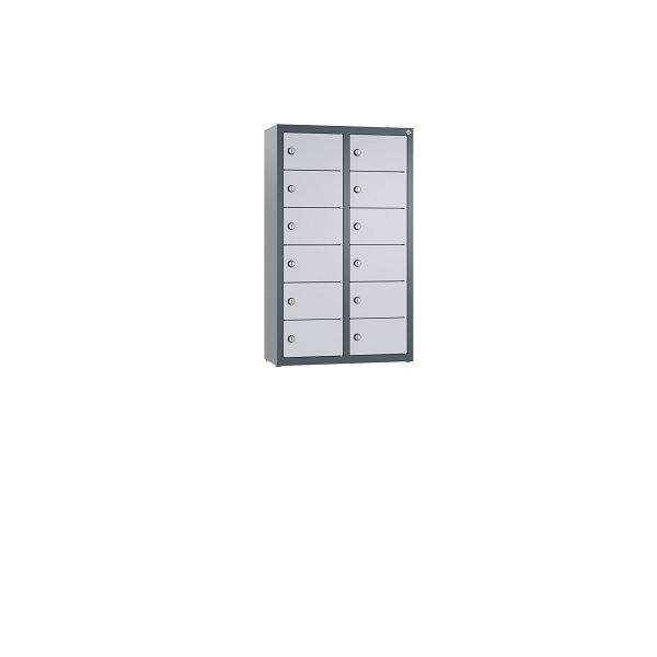 C+P Kleingefachschrank, 12 Fächer, H770xB460xT200 mm, Anthrazit/Weißalu, 80700-231 S10065