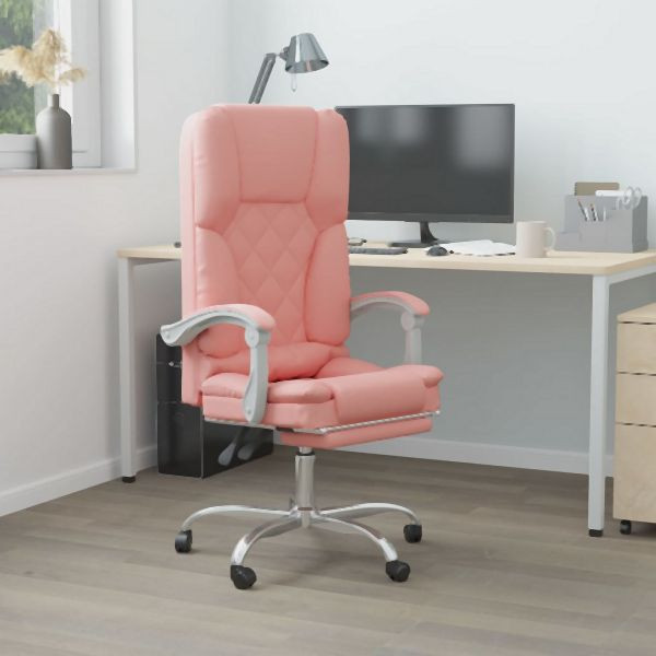 vidaXL Bürostuhl mit Massagefunktion Rosa Kunstleder, 349691