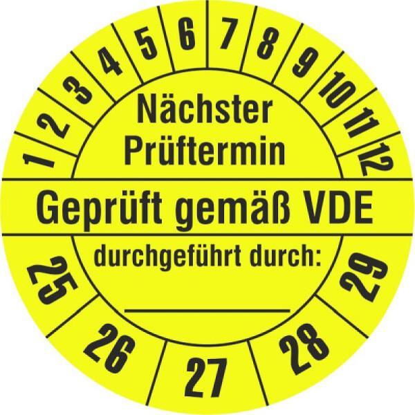 Stein HGS Prüfplaketten o. Jahresfarbe (5 Jahre), Nächster Prüftermin, Ø 30 mm, 2025-2029, 31.c7059-25