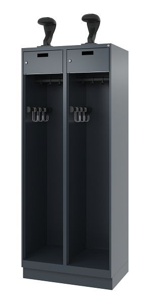 C+P Feuerwehrspind Evolo, Modell PRAKTUS, 2 Abteile, H1850xB800xT500 mm, Anthrazit, Sockel, 0492015-22 S10011