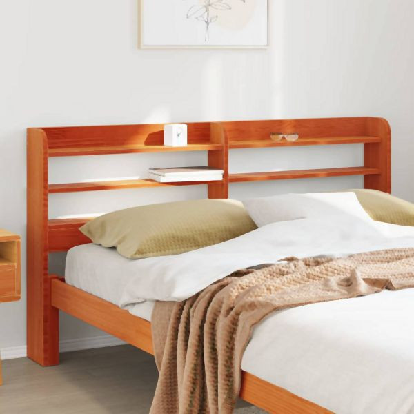 vidaXL Kopfteil mit Ablagen Wachsbraun 160 cm Massivholz Kiefer, 850946