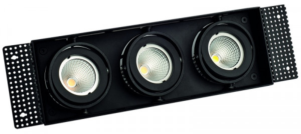 rutec Projekt VANYA Aluminium - Druckguss - Einbaustrahler 50mm Leuchtmittel schwenkbar, quadratisch, IP20, randlos, 3 - Flammig - schwarz, PEE732