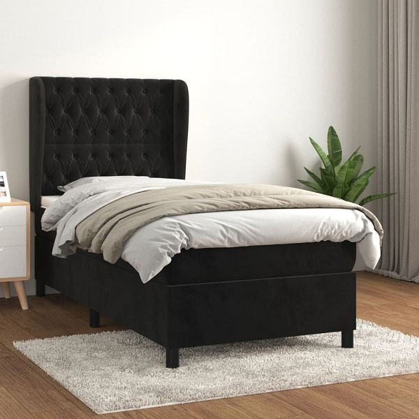 vidaXL Boxspringbett mit Matratze Schwarz 80x200 cm Samt, 3129359