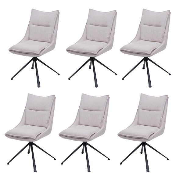 Mendler 6er-Set Esszimmerstuhl HWC-N71, Küchenstuhl, drehbar Auto-Return, Stoff/Textil (420g/m²) Öko-Tex, creme-beige, 6x108456