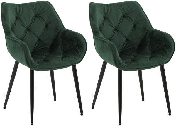 CLP 2er Set Stuhl Tanna Samt, grün, 323981, 4255716317423