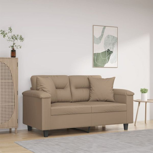 vidaXL 2-Sitzer-Sofa mit Zierkissen Cappuccino-Braun 120 cm Kunstleder, 3200987