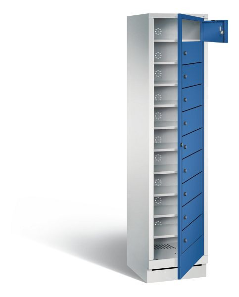 C+P Wäsche-Ausgabeschrank Evolo, H1800xB420xT500mm, Farbe: Lichtgrau / Enzianblau, 48160-110 S10000