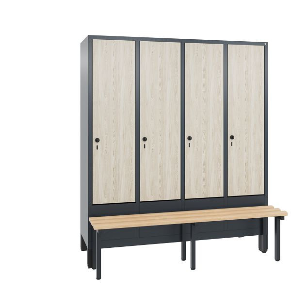 C+P Spind Evolo, 4 Abteile, H1850xB1590xT815 mm, Anthrazit/MDF Esche, 48030-42 S10332