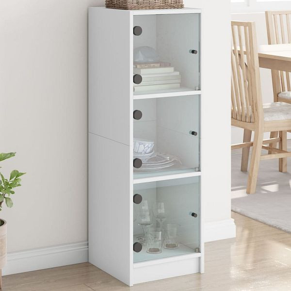 vidaXL Highboard mit Glastüren Weiß 35x37x109 cm, 836385