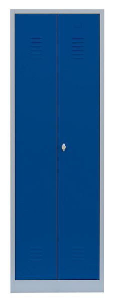 Lüllmann Stahl-Kleiderschrank / Garderobenschrank, 1800 x 600 x 500 mm, Lichtgrau/Enzianblau, 510421