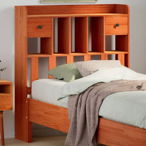 vidaXL Kopfteil mit Stauraum Wachsbraun 100 cm Massivholz Kiefer, 855522