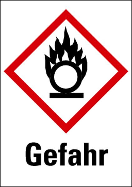 Schilder Klar Gefahrstoffkennzeichnung Gefahr Brandfördernd, auf Bogen à 16 Stück, 20x29 mm Folie selbstklebend, 474/67
