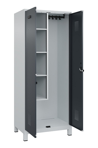 C+P Putzmittel-Spind Evolo PLUS, mit Füßen, 2 Abteile, 1950x800x500mm, 7035/701, Drehriegel, 049110-02 S10012