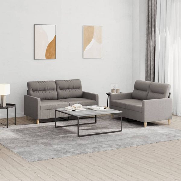 vidaXL 2-tlg. Sofagarnitur mit Kissen Taupe Stoff, 3201575