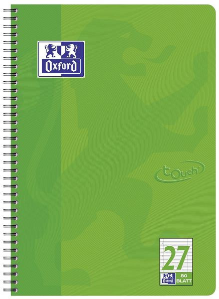 Oxford Collegeblock Touch LIN 27 - A4+, 80 Blatt, 90 g/qm, grasgrün, 400086494