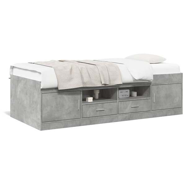 vidaXL Tagesbett mit Schubladen Betongrau 100x200 cm Holzwerkstoff, 3280240