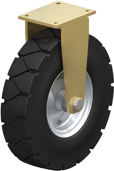 Blickle BS-VLE 460K Stahlgeschweißte Schwerlast-Bockrolle, Super-Elastik-Vollgummi, Schwarz, 99333