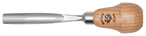 Kirschen Kerbschnitzbeitel mit Birnenheft, gebogen, mit tiefer Höhlung, 10 mm, 5619010