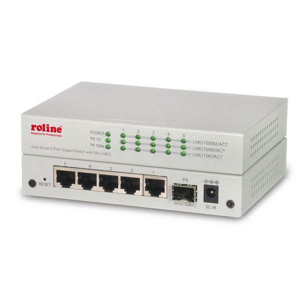 ROLINE Gigabit Ethernet Switch 6 Ports (5x 10/100/1000 + 1x SFP), WebSmart, 21.14.3523