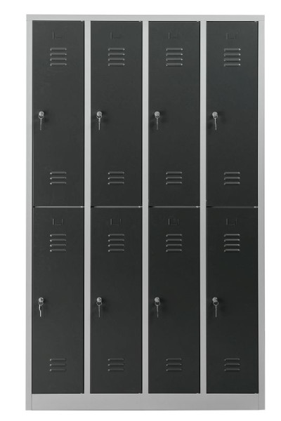 Gürkan Garderobenschrank, 50 x 117 x 195 cm, Lichtgrau, Anthrazit, EU Zylinderschloss, WRC.8(4.2).195117, 112127